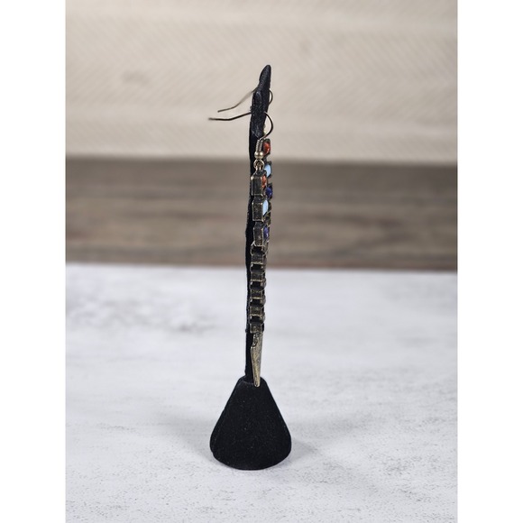 Vintage Arrow Dangle Earrings Red White Blue Boho Drop Jewelry - Picture 8 of 12